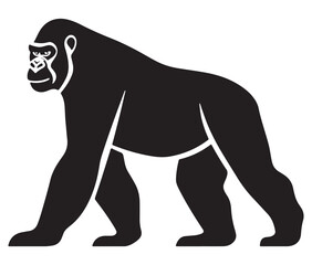 Obraz premium Cartoon gorilla silhouette icon, a minimal and gorilla vector silhouette