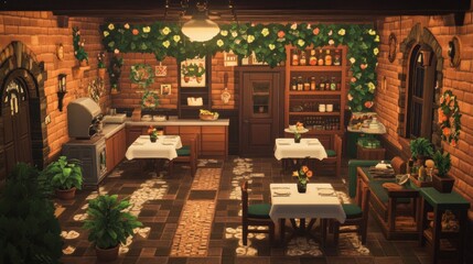 Cozy Italian Restaurant Design in Animal Crossing