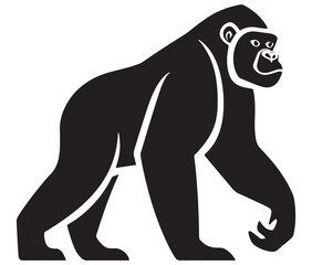 Obraz premium Cartoon gorilla silhouette icon, a minimal and gorilla vector silhouette