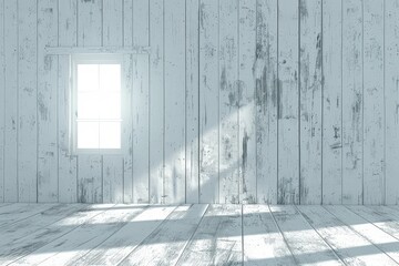 Obraz premium A room with a window and a wooden wall