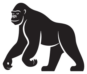 Cartoon gorilla silhouette icon, a minimal and gorilla vector silhouette