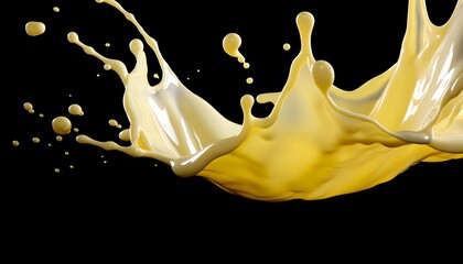 A dynamic splash of yellow liquid against a black background, showcasing fluid motion.