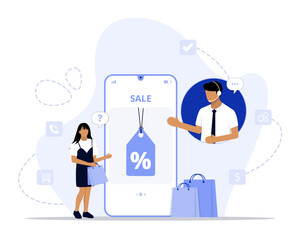 Sales consulting concept illustration. Suitable for landing page, ui, web, App intro card, editorial, flyer, and banner.