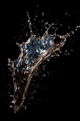 A dynamic splash of water captured mid-air against a black background.