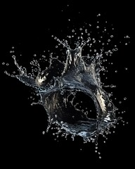 A dynamic splash of water against a black background, showcasing fluid motion and beauty.