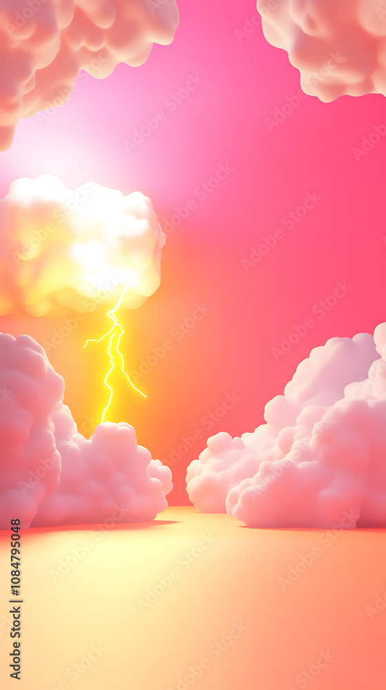 Poster lightning 3d rendering minimalist room in vertical background