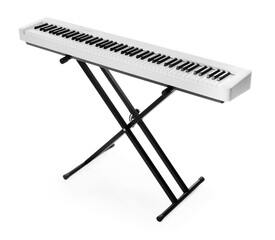One synthesizer isolated on white. Electronic musical instrument