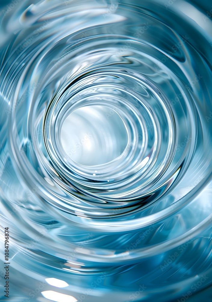 Poster a close-up view of swirling water creating a mesmerizing spiral effect.