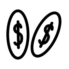 Simple line icon of dollar coin in black