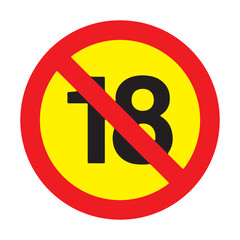 18 plus icon in trendy flat style isolated on background