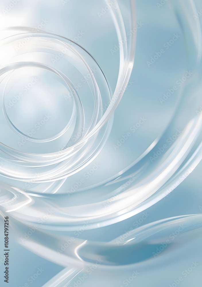 Poster abstract swirls in a soft blue background, creating a sense of fluidity and tranquility.