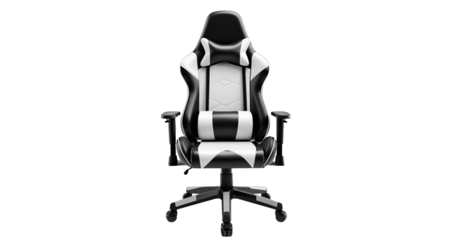 White Gaming Chair with Ergonomic Design isolated on transparent background	