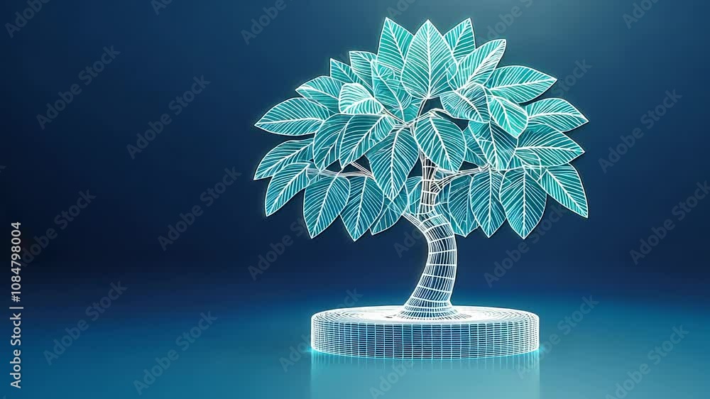 Poster wireframe digital of a tree