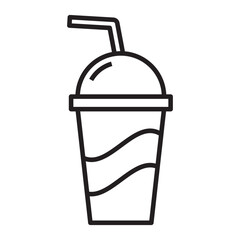 Slushy Drink with Straw line icon.