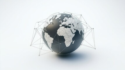 A stylized globe with network connections, symbolizing global connectivity and technology.