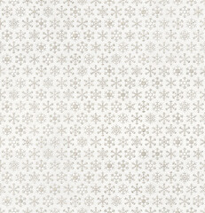 多彩な雪の結晶で描いた、冬の銀色シームレスパターン