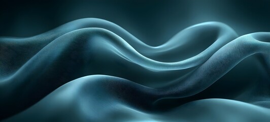 Obraz premium An elegant flow of translucent teal fabric cascading in soft, undulating waves, creating a tranquil and serene atmosphere that evokes a sense of calmness.
