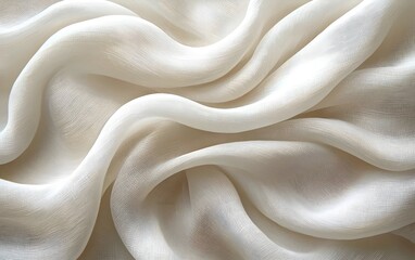 Obraz premium Soft, flowing cream-colored fabric draped elegantly, showcasing delicate textures and subtle sheen, creating a serene and sophisticated mood.