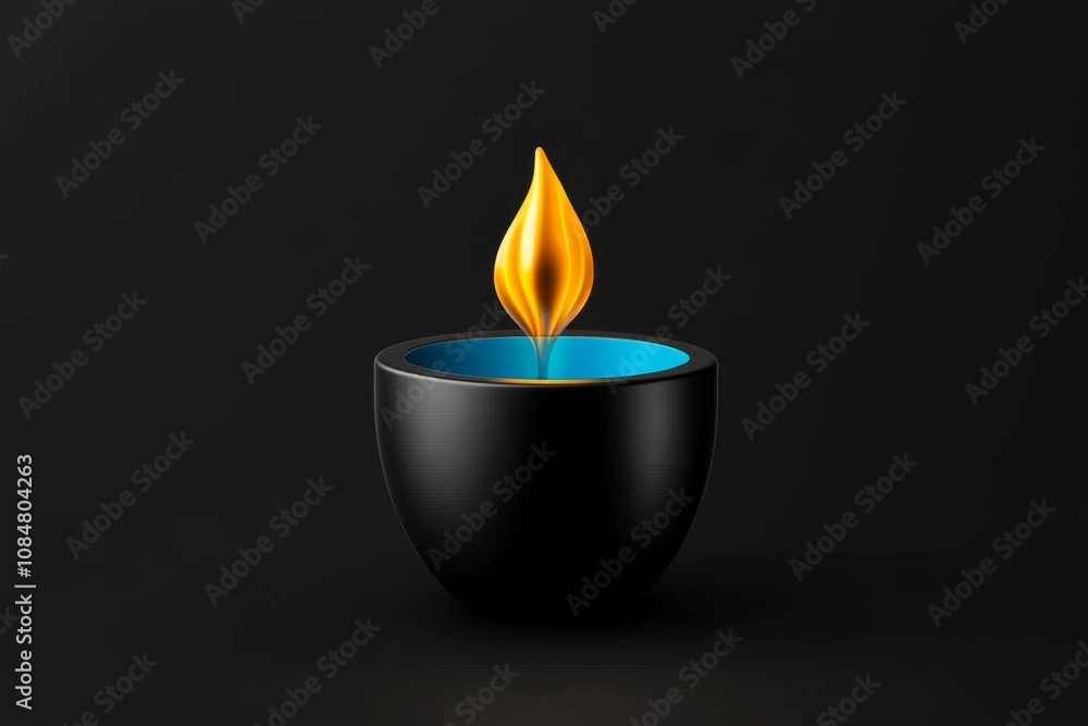Poster Simple fireplace icon with a single flame inside, emphasizing warmth and comfort in a minimalist style