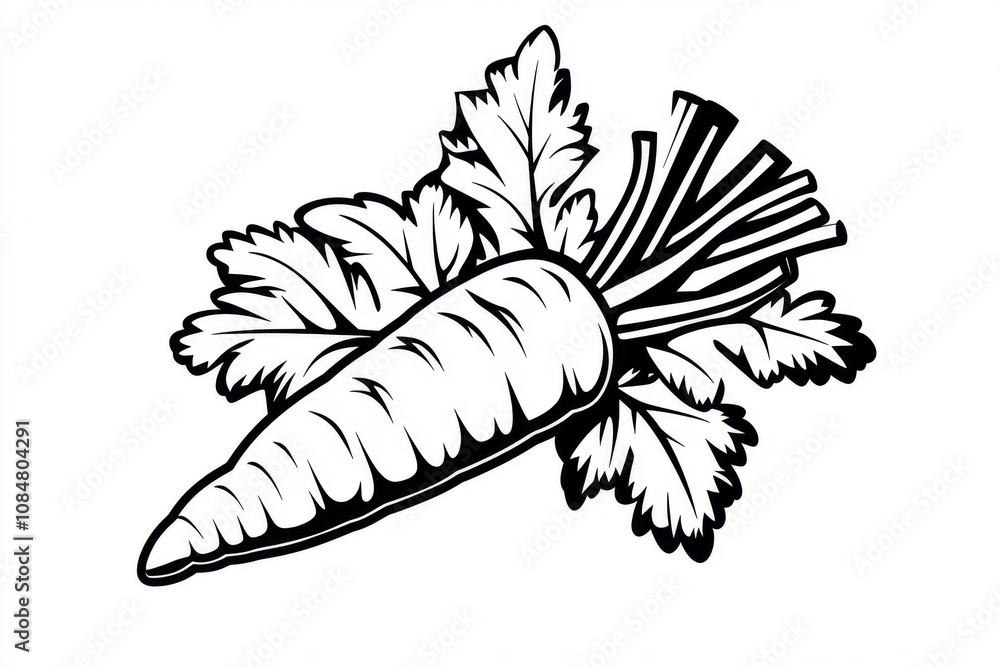 Aufkleber Simple line drawing of a carrot with a clean design, capturing the essence of a vegetable in minimal form