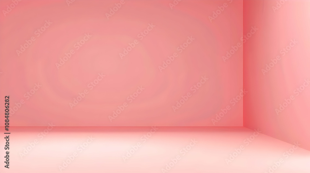 Poster a minimalist digital illustration of a corner room with soft pink walls and a light pink floor, crea