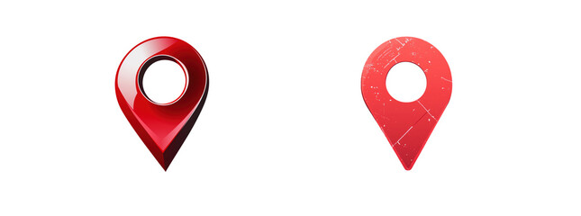 High-Quality and Textured Red Location Pins Ideal for Map and Navigation isolated on transparent background	