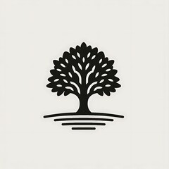 Stylized black tree illustration on white background.