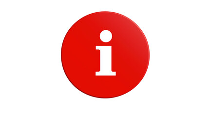A Bright Red Informational Icon isolated on transparent background	