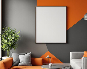 Modern Lounge with Wall Art Mockup. Trendy Interior and Refined Decoration. 3D Rendering.