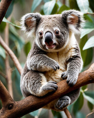 Fototapeta premium cute koala perched on a tree branch