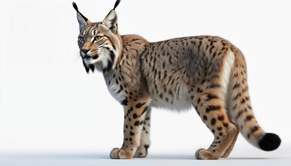 Obraz premium A beautifully rendered lynx stands gracefully, showcasing its distinctive fur pattern. Ideal for wildlife enthusiasts and educational materials.