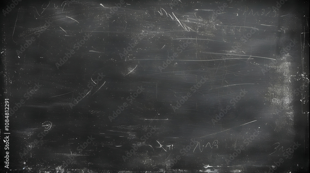 Poster blackboard with white scratches and marks - a textured background for design projects