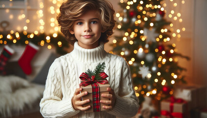 child with christmas gift