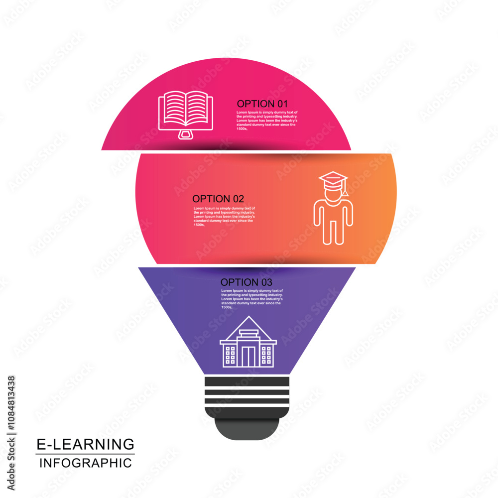 Poster e-learning related infographic design template with icons and 3 options