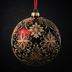 Fototapeta premium red christmas ball on black background