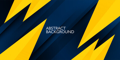 Abstract dark blue and yellow triangle on dark color geometric modern design. Overlap papercut futuristic background vector illustration. Eps10 vector © Naiswari Graphics