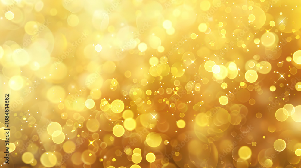 Poster abstract golden bokeh background with shimmering lights and glittering particles