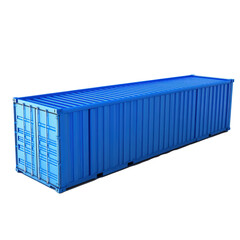 A blue shipping container sitting on a transparent background PNG