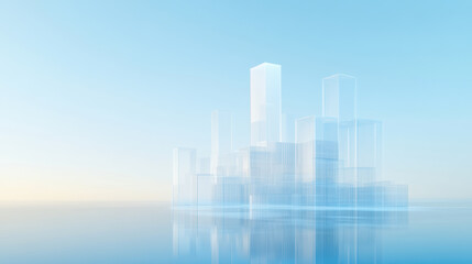 Fototapeta premium Transparent Building Model for Future City Concept
