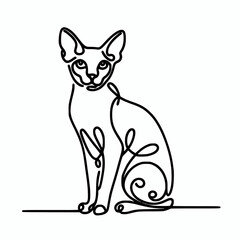 Obraz premium Cornish rex continuous line art vector silhouette illustration