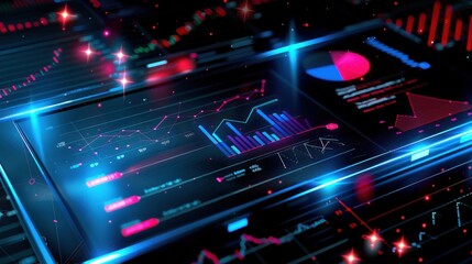A financial planning scene with charts and graphs on a digital tablet, Financial planning scene, Analytical style
