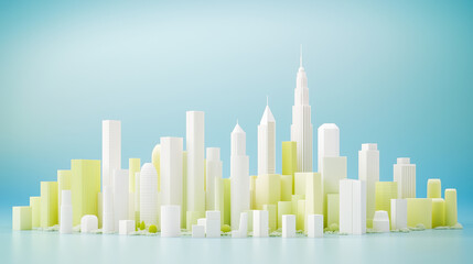 Obraz premium Simple style city building model