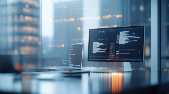 Programming Code on Computer Screen in Office