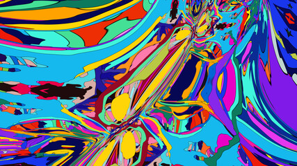 Abstract background, colorful psychedelic fluid shape, doodle for Art and Music, New Year Festival 2025