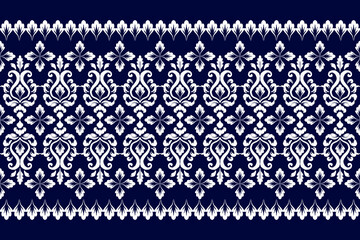 Obraz premium Geometric ethnic oriental ikat pattern traditional Design for background,carpet,wallpaper,clothing,wrapping,Batik,fabric,Vector illustration.embroidery style.