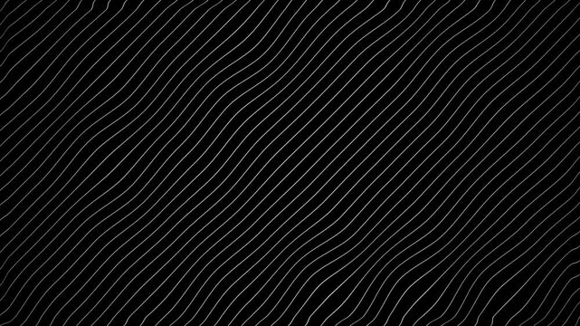 White Grey abstract curved wavy lines smooth motion on black background. Futuristic minimal black and white motion design. Video animation Ultra HD 4K 3840x2160