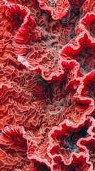 A red coral with a lot of detail and texture