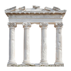 The four pillars are white and are part of a building