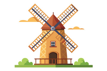 Vintage Windmill | isolated vector illustration on white background