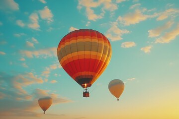 Fototapeta premium Colorful hot air balloons soaring against a vibrant sky.